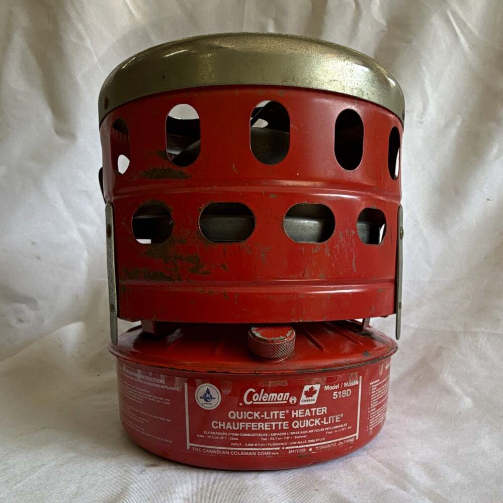 Coleman Quick-Lite Heater 518D Catalytic Gas Tabletop Portable Red/Silver 2/82